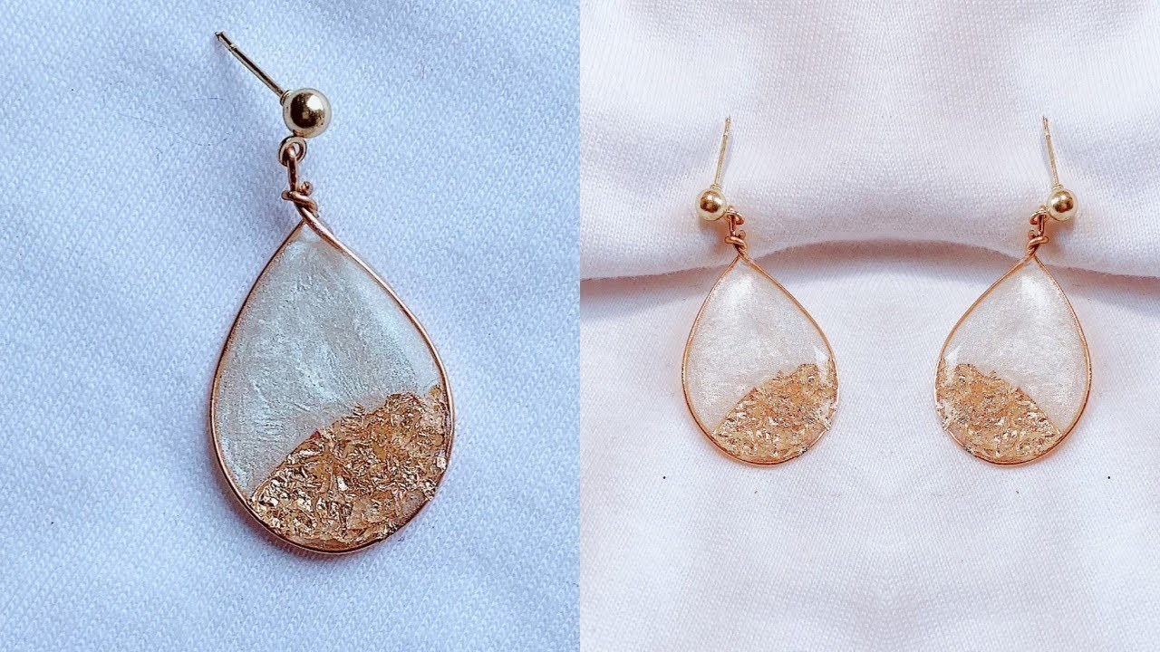diy resin earrings/simple and beautiful earrings using uv resin/wire bezel resin earrings