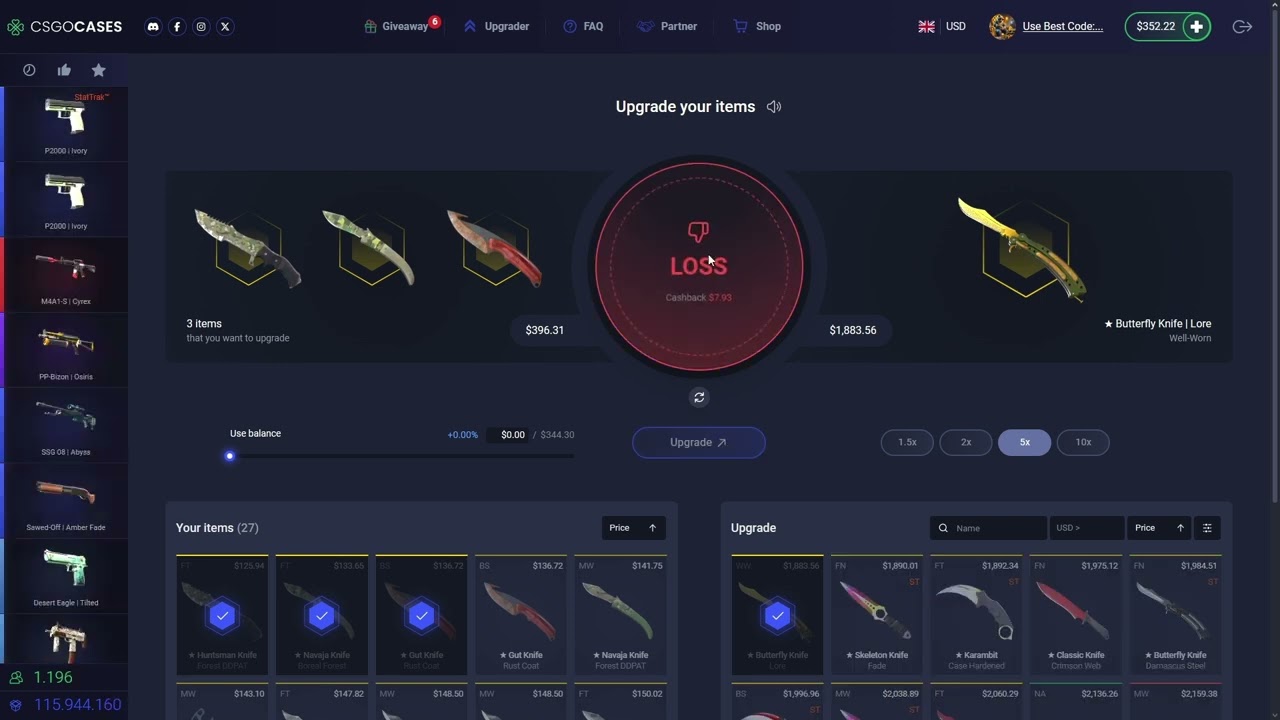 HOW TO GET MOST EXPENSIVE SKINS ! CSGOCASES FREE 1$