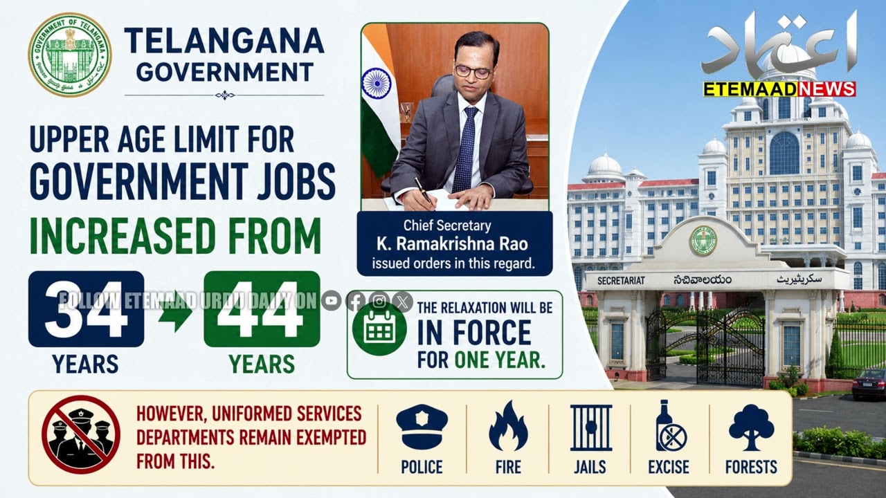 TS Govt Jobs Age Limit Raised from 34 to 44 | G.O. Issued by CS K. Ramakrishna Rao