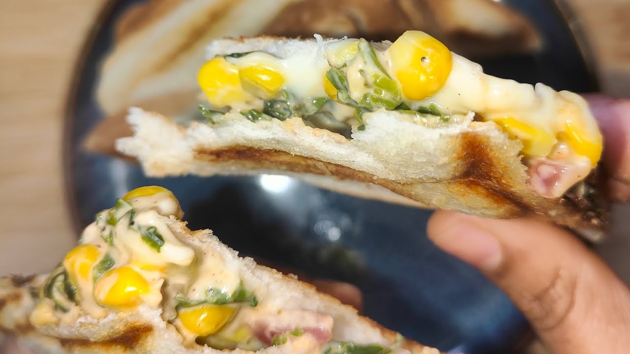 Corn spinach toast #food #cooking 