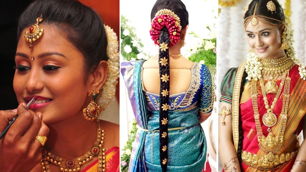South Indian Bridal Saree Draping with Bridal Makeup and Bridal Hairstyle Tutorial | Marriage Makeup