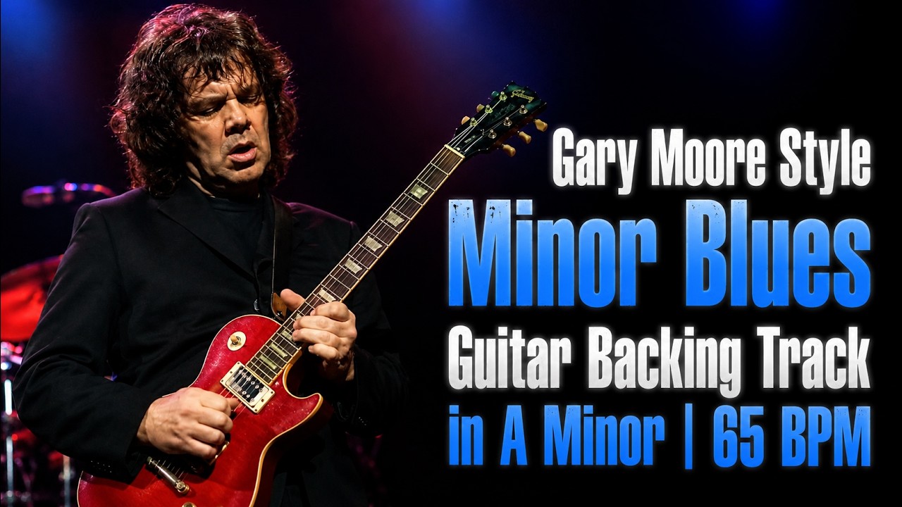 Gary Moore Style Minor Blues Backing Track in A Minor | 65 BPM