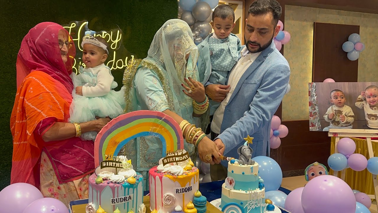My Twin Babies 1st Birthday Celebration 🎉 Riddhi Rudra Birthday | Nitu Rajawat #Vlog 345