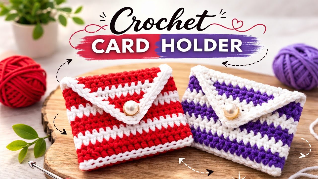 Easy Crochet Card Holder Tutorial | Beautiful Striped Wallet | Beginner Friendly Crochet Project