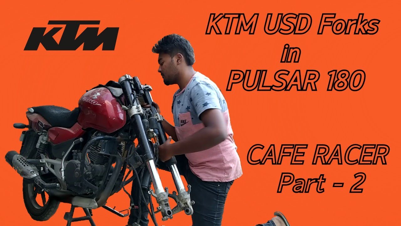 How to install ktm usd forks in pulsar 180 | cafe racer part2 | usd forks in pulsar |only 1 in india