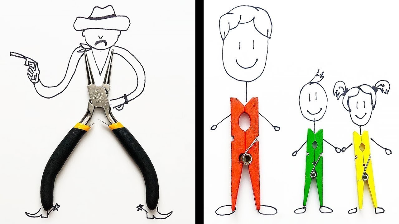 23 DIBUJOS CREATIVOS USANDO OBJETOS COTIDIANOS