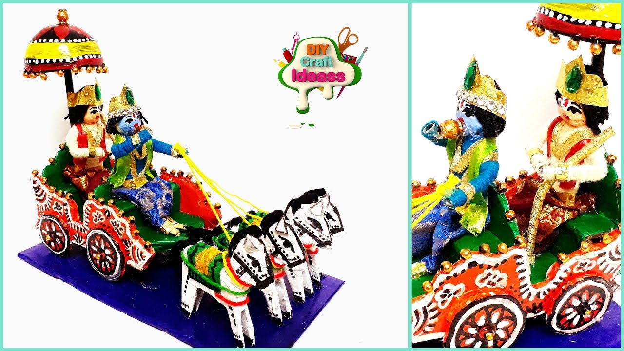 Making Of Bal Gopal | Krisha and arjuna ratham Special Craft | How to make dasara Dolls