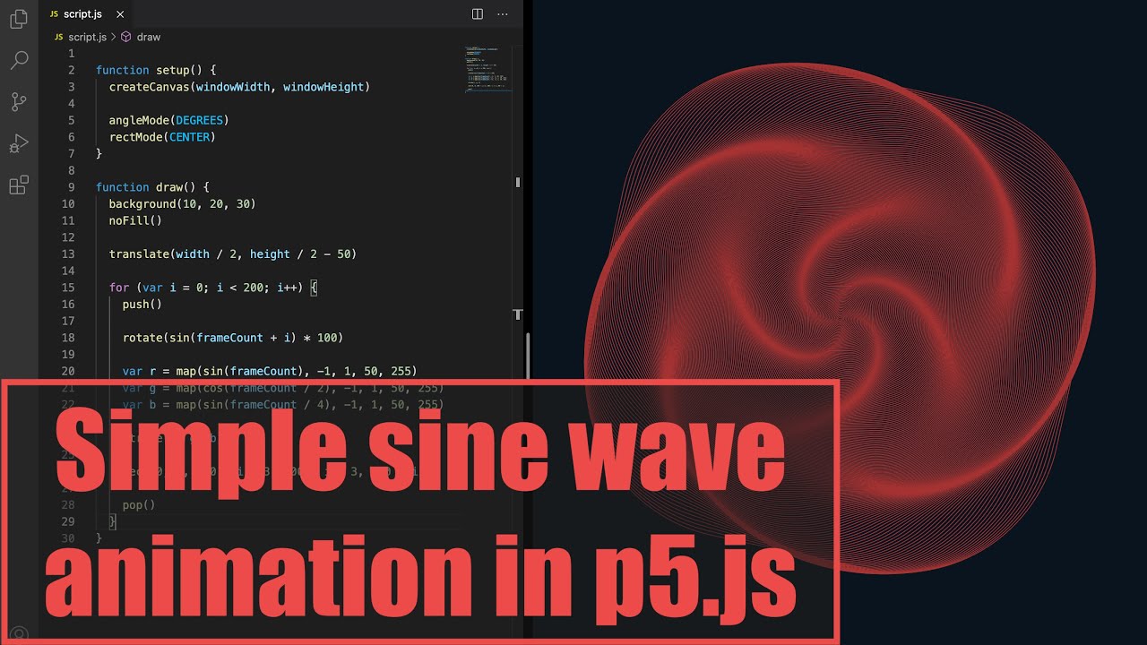 Simple sine wave animation in p5.js | Coding Project #11