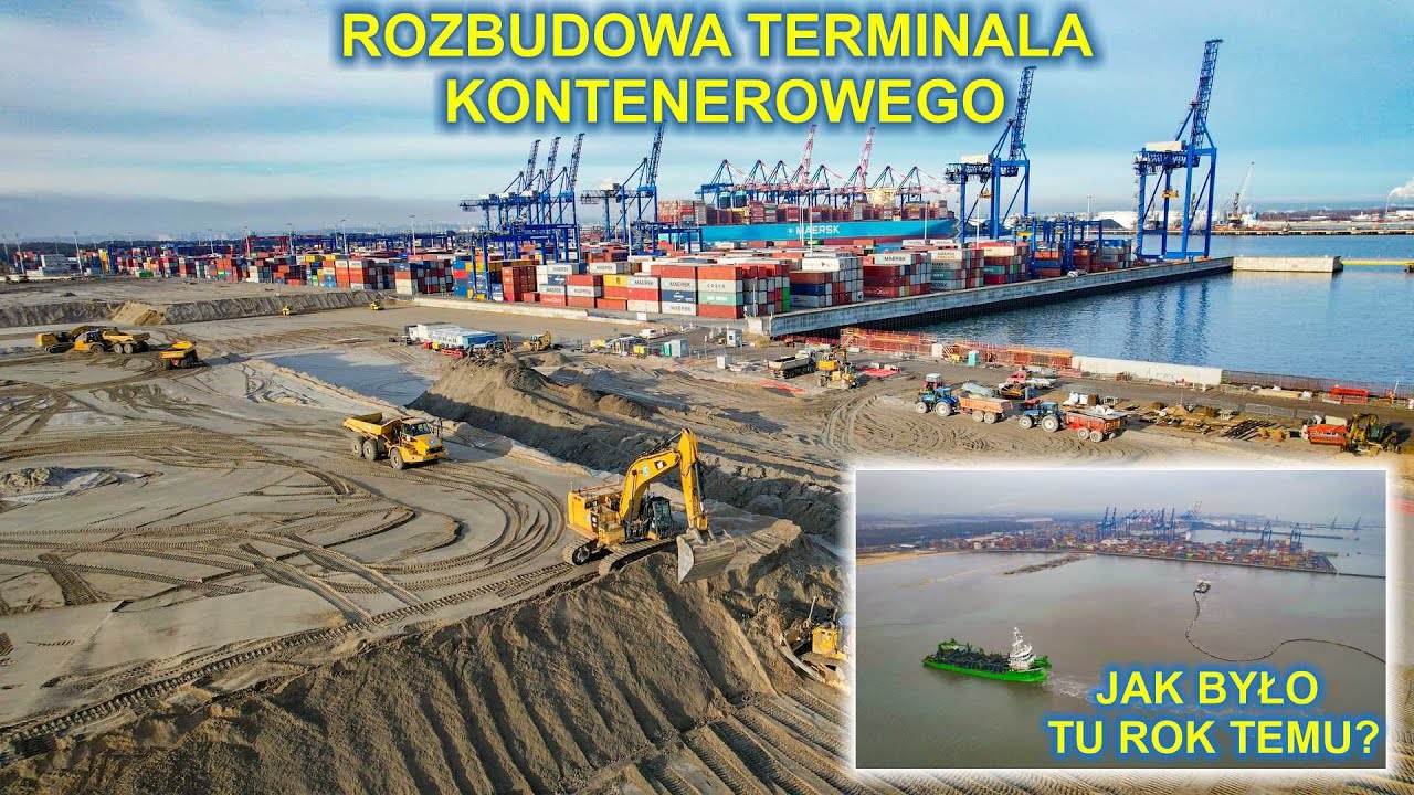 Rozbudowa terminala kontenerowego 18.2.Budowa dziś ,a rok temu-zobacz olbrzymi postęp prac.