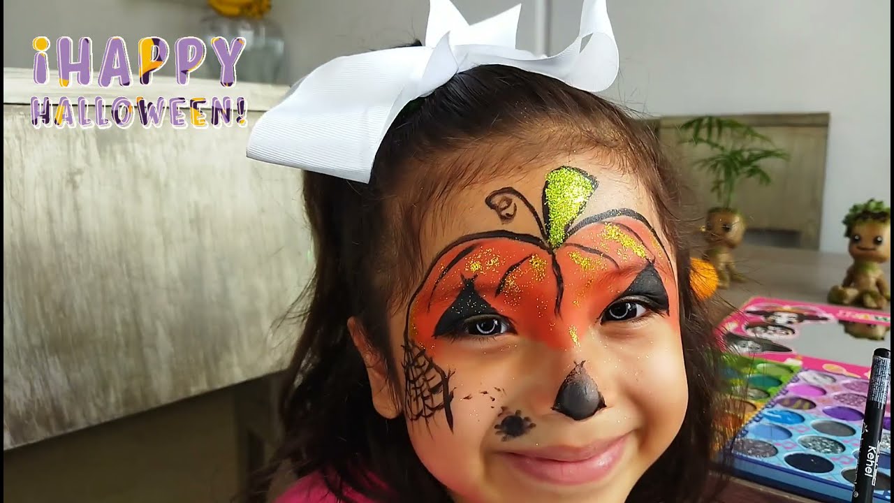 Maquillaje de Calabaza facil para niños halloween/Halloween Facil/ Makeup Halloween|pintacaritas