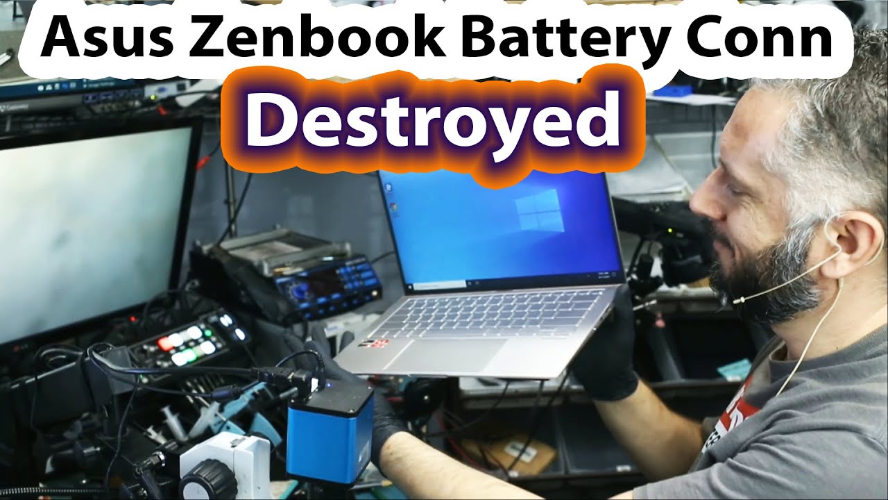 Asus Zenbook UM433DA battery connector ripped off the board and all pads torn off the board Repair
