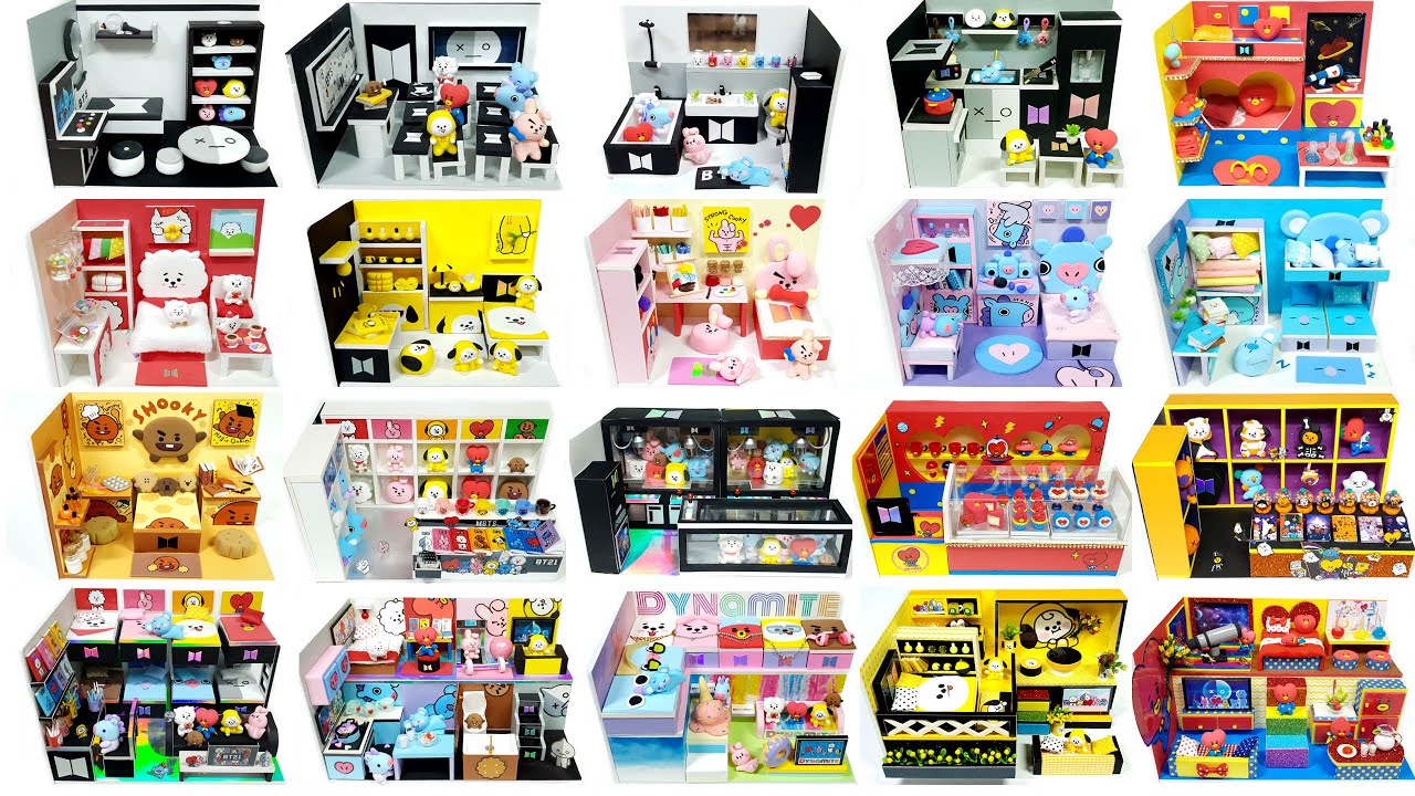 Коллекция миниатюрных домиков BTS и BT21 своими руками 2018-2021 годов!!
