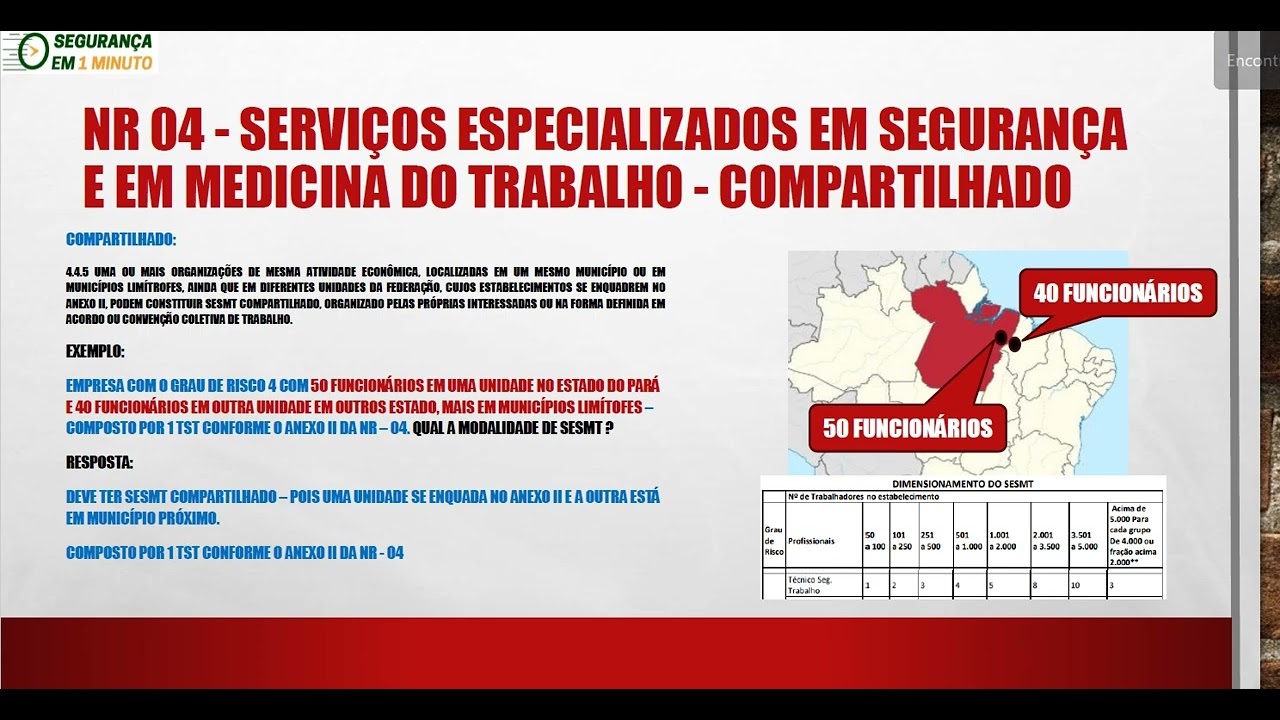 V&Iacute;DEO 010 - DIMENSIONAMENTO DO SESMT - MODALIDADE COMPARTILHADO