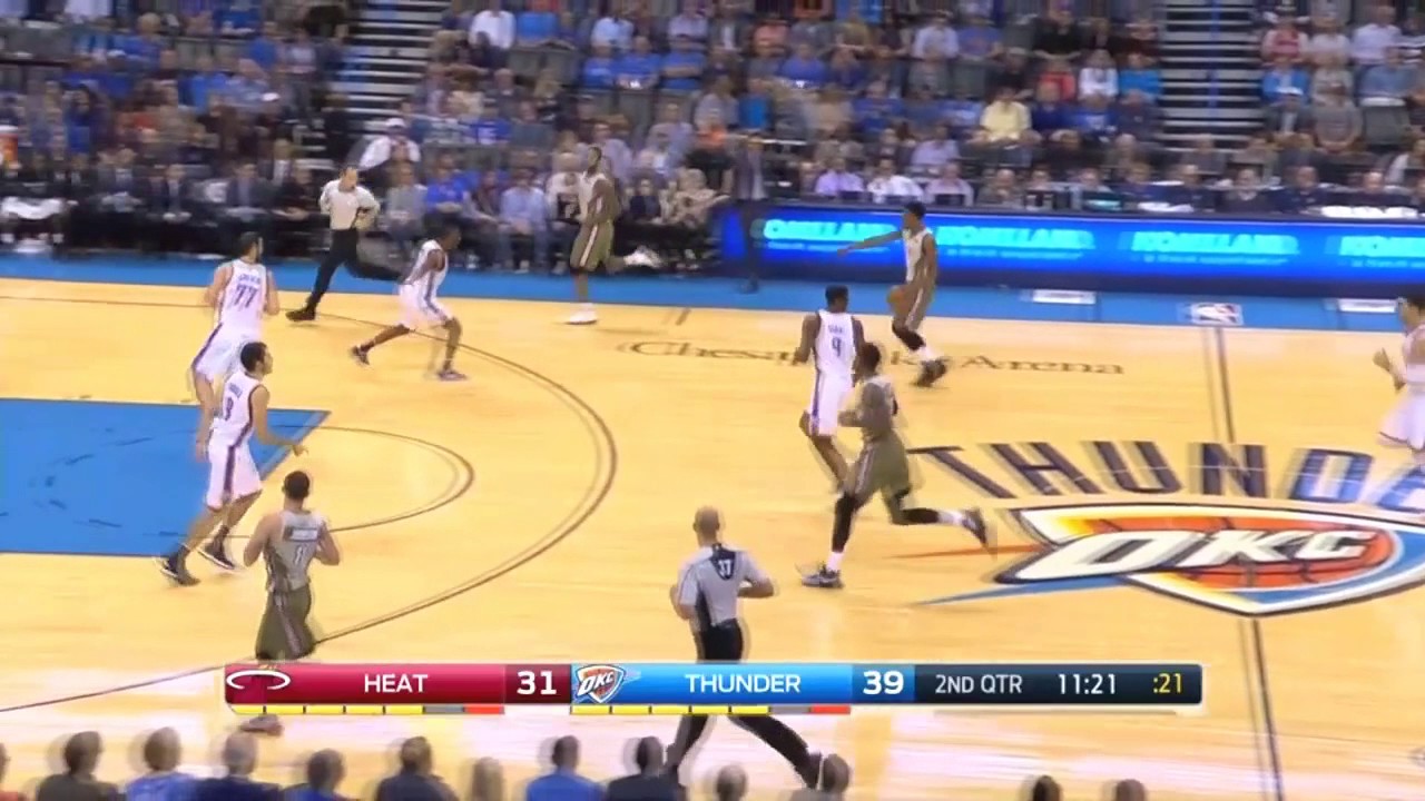 James Johnson gets the block, Josh Richardson hits a three on the other end - Heat @ Thunder