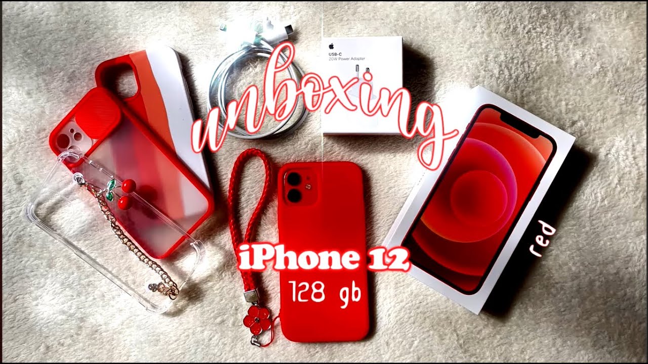 iPhone 12 ~ aesthetic unboxing (red 🍒❤️🍓) #apple #iphone #aesthetic