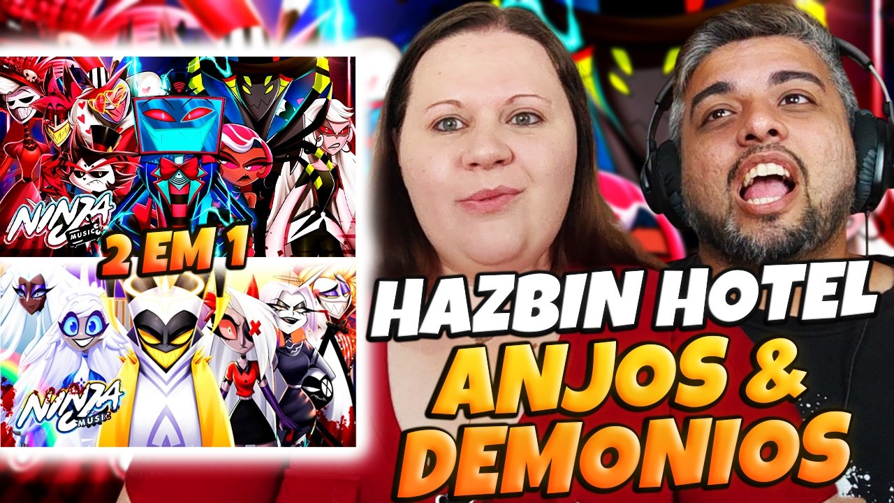 2 EM 1 HAZBIN HOTEL | NINJA RAPS | Paraíso - Anjos + Submundo - Soberanos | FAMILY REACTS