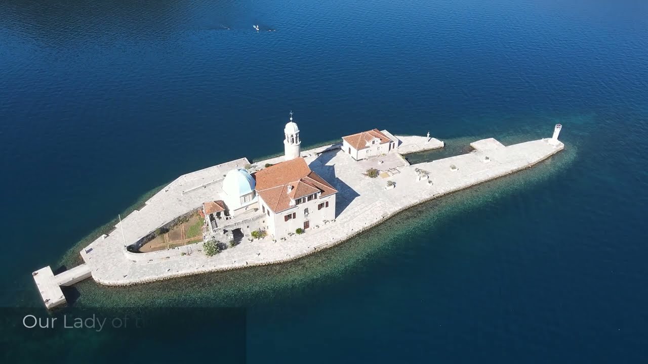 Our Lady of the Rocks at Perast, Montenegro. 4K Drone Video Footage with Transcript (DJI Mavic Air)