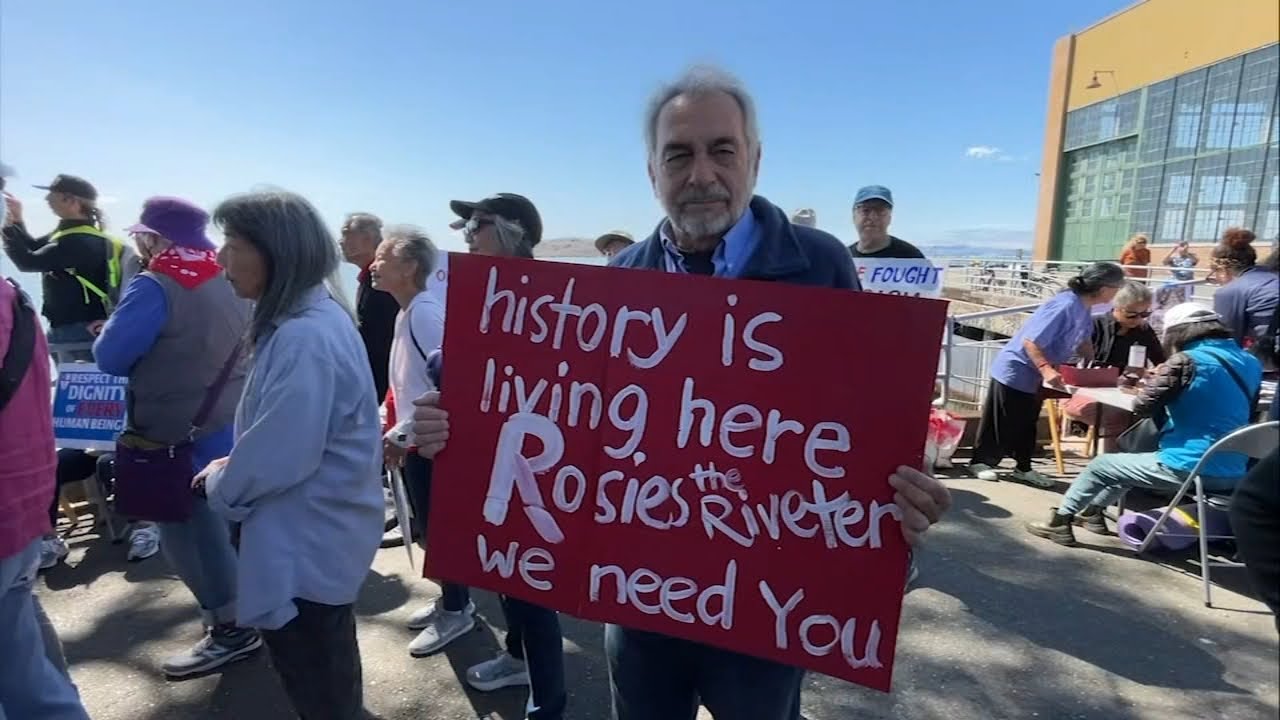 Hundreds gather at Rosie the Riveter Memorial to rally against Trump's attacks on national parks