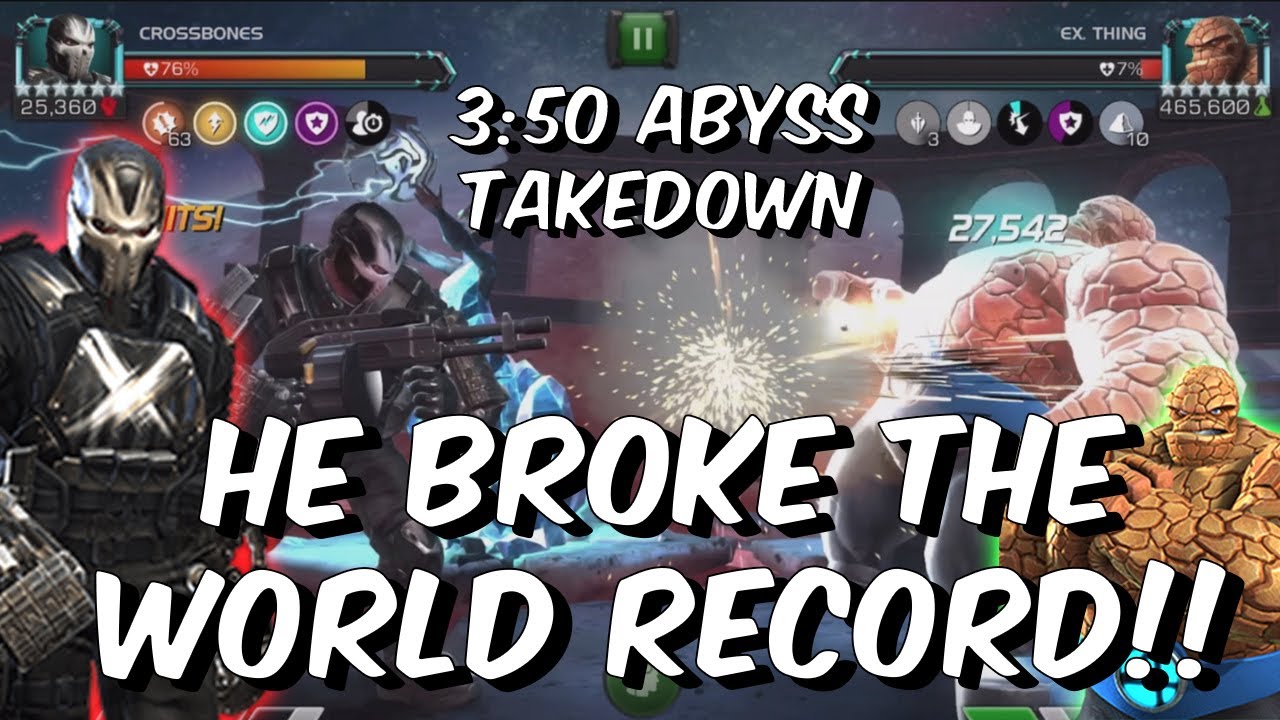 HE BROKE THE WORLD RECORD! - 6 Star Buffed Crossbones vs Abyss Thing - Marvel Contest of Champions