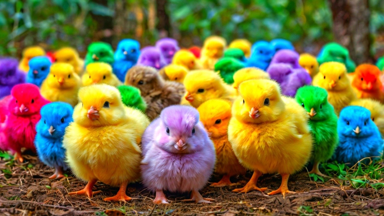Cute Animals, Rainbow Chicken, Duck, Rabbit, Cow, Fish, Lion, Elephant, Turtle, Dog, Cat, Tiger