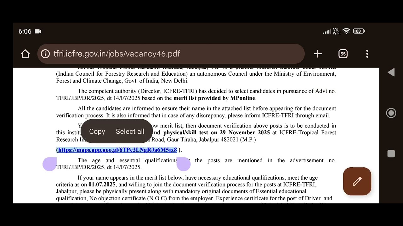 TFRI Jabalpur Result out@Technical assistant cat-II/driver/Forest guard@How to download TFRI result 