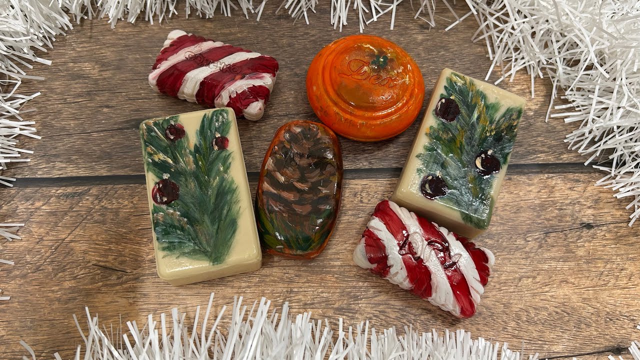 ASMR soap/ Dry soap cutting 🎄🍊🍭🎄/ Резка сухого мыла 