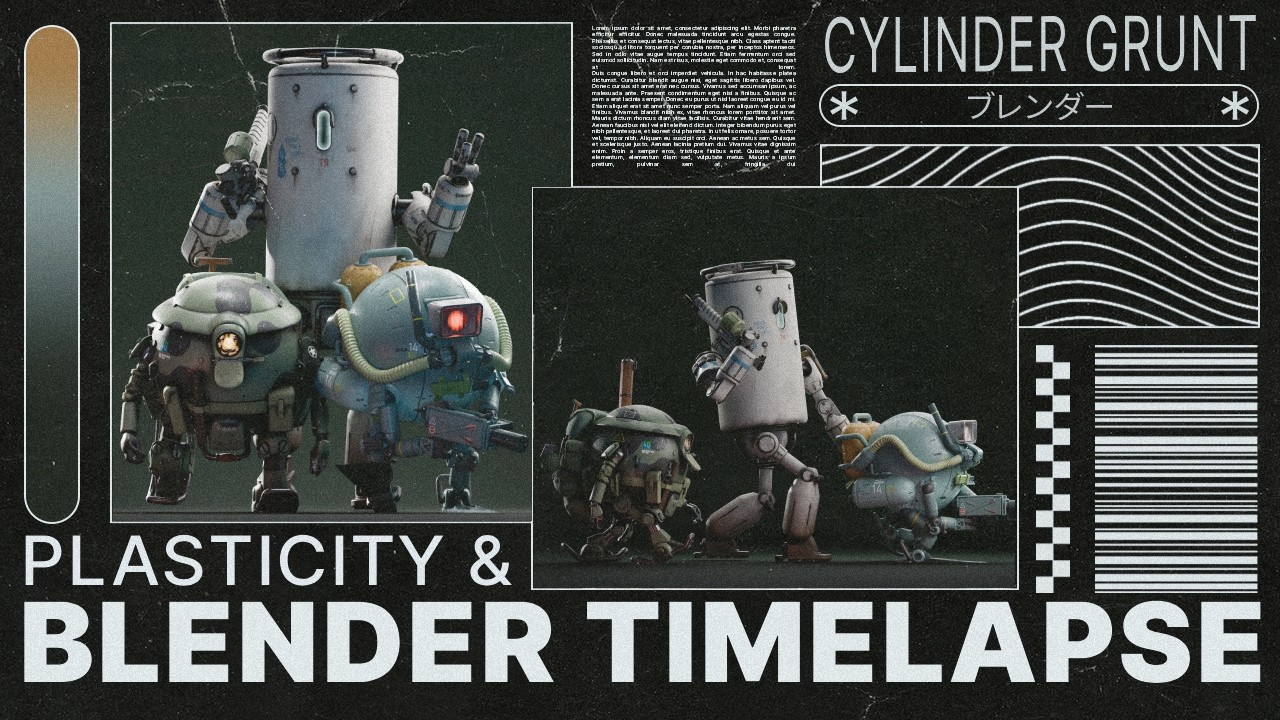Cylinder grunt - FULL TIMELAPSE (modeling, texturing, rigging, animating)