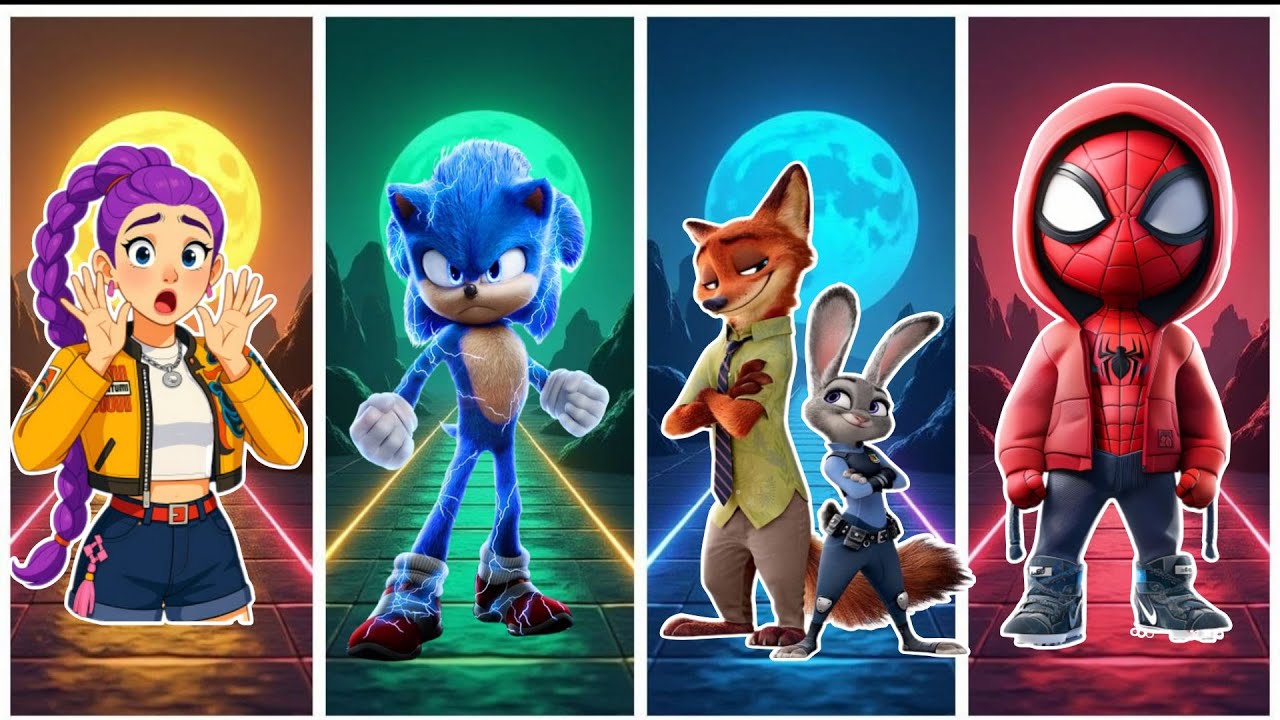 Zootopia 2 🆚 Kpop 🆚 Spidey  🆚 Sonc Coffin Dance Song (Cover) Tiles Hop EDM Rush🎶#35