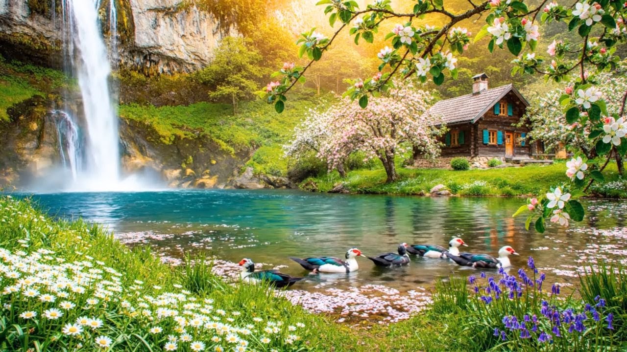 Nature Sounds Forest River with Piano Music for Stress Relief