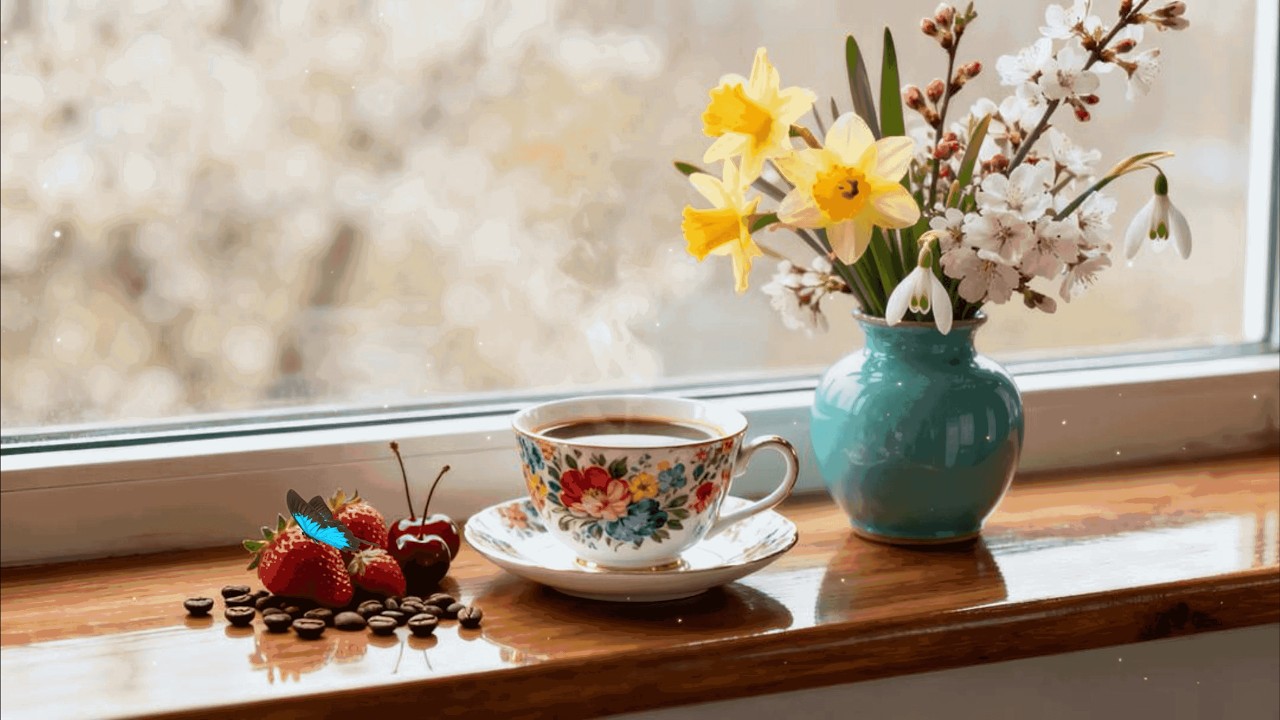 Sweet Spring Jazz Morning☕Cozy Coffee Shop Bossa Nova & Instrumental Music for Relaxing and Studying
