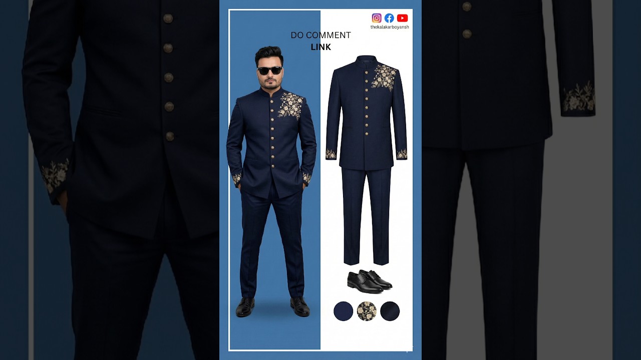 Royal Navy Blue Designer Bandhgala Suit Wedding Reception#fashion #mensfashion #tshirtdesign #shorts