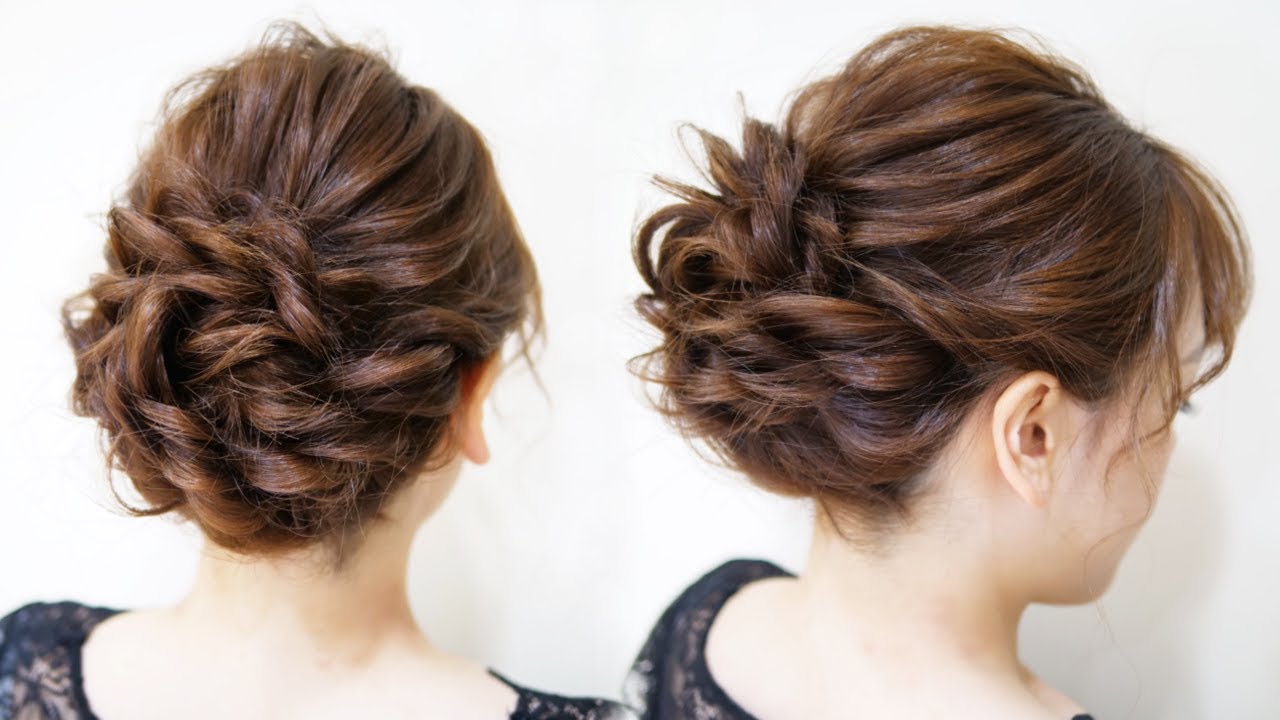 ☆かわいいシニヨンヘアアレンジ！ベース巻き無し！ロープ編み３本でできます！ Hair styling Hair arrangement 头发　헤어EASY Updo Hairstyle
