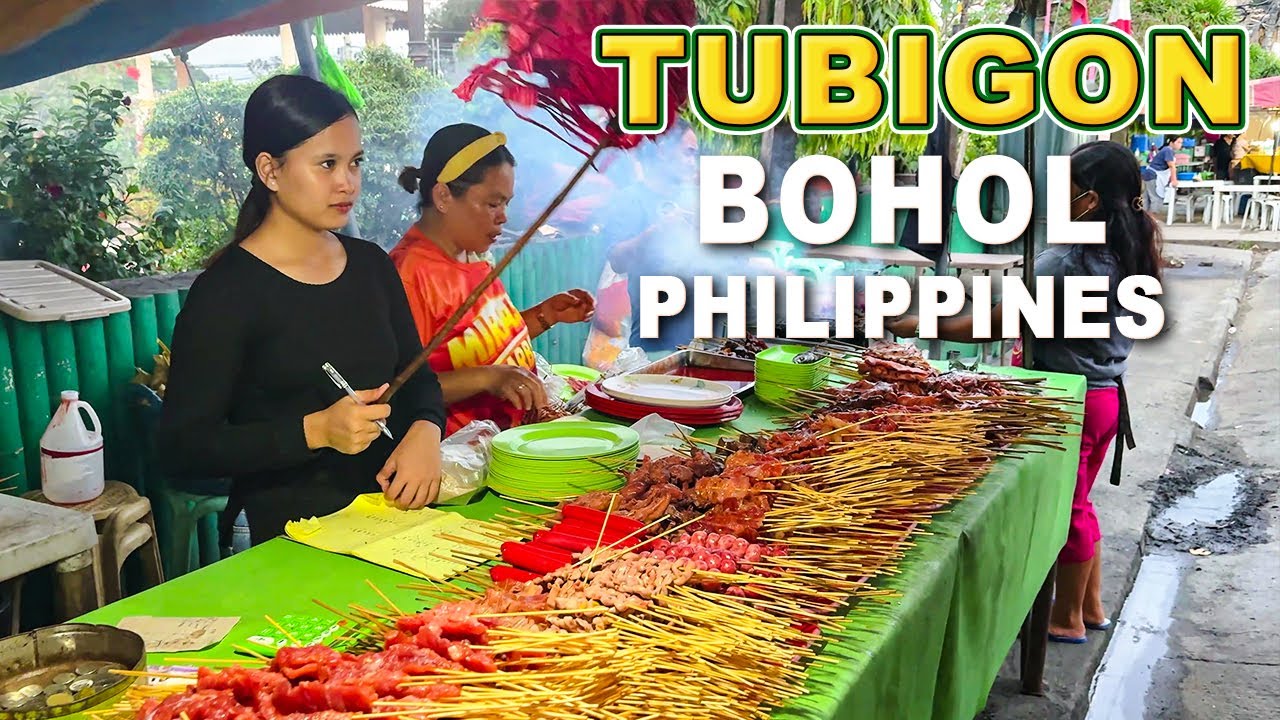 Afternoon Walk in TUBIGON BOHOL Town Plaza, Market and Street Foods | BOHOL| Philippines |