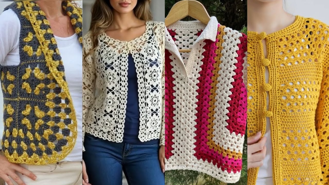 Very Creative and Stylish elegant crochet handknit vest blouse top pattern designs ideas for women 