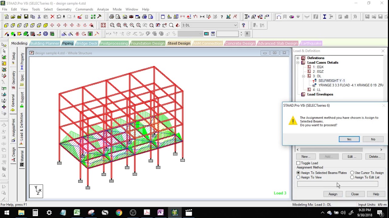 PART 3-ADDING DEAD LOAD, LIVE LOAD AND EARTHQUAKE LOAD IN STAAD