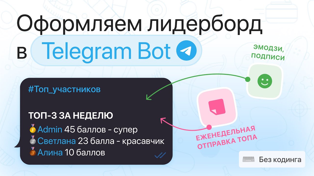 Оформляем лидерборд в Telegram чат-боте: эмодзи, подписи и еженедельная отправка топа