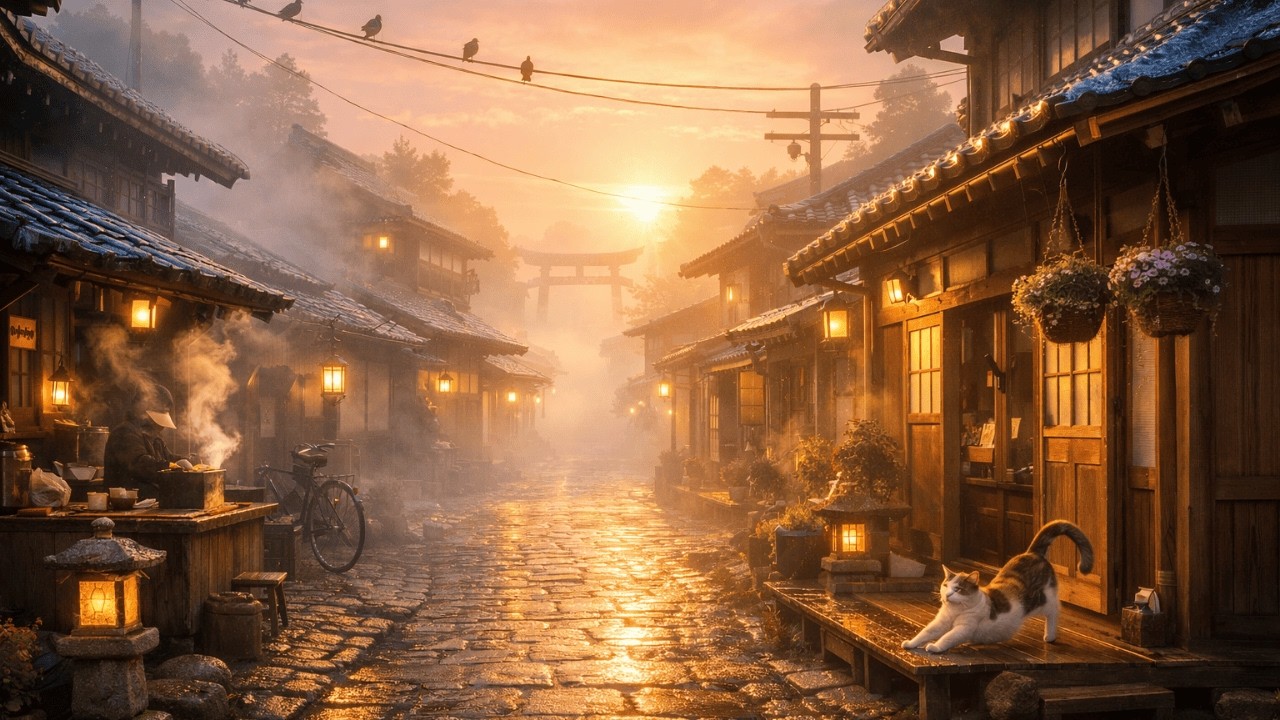 Foggy Morning Village 🌫️ Fantasy Japanese Lofi Hip Hop for Study, Work & Sleep • 2 Hours