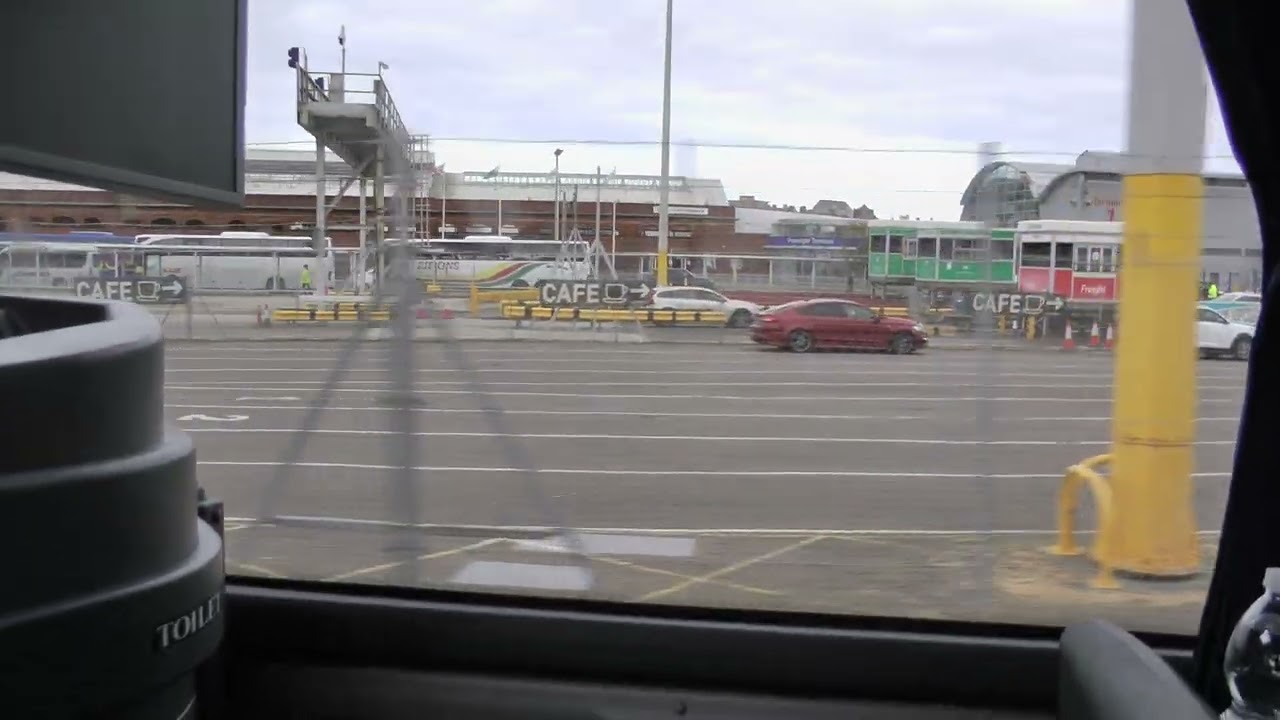 sad sight--empty freight commercial port entry lanes at Holyhead, Wales on 5/22/23