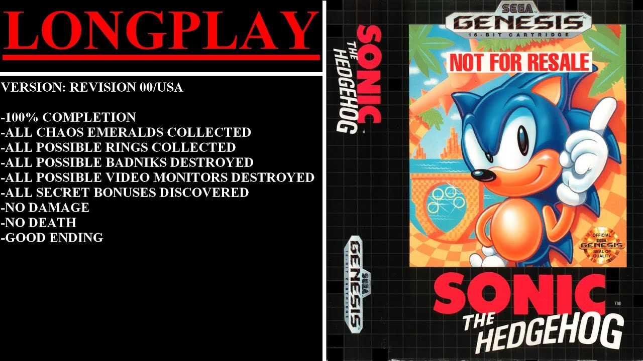 Sonic the Hedgehog [Rev 00/USA] (Sega Genesis) - (Longplay | 100% Completion)