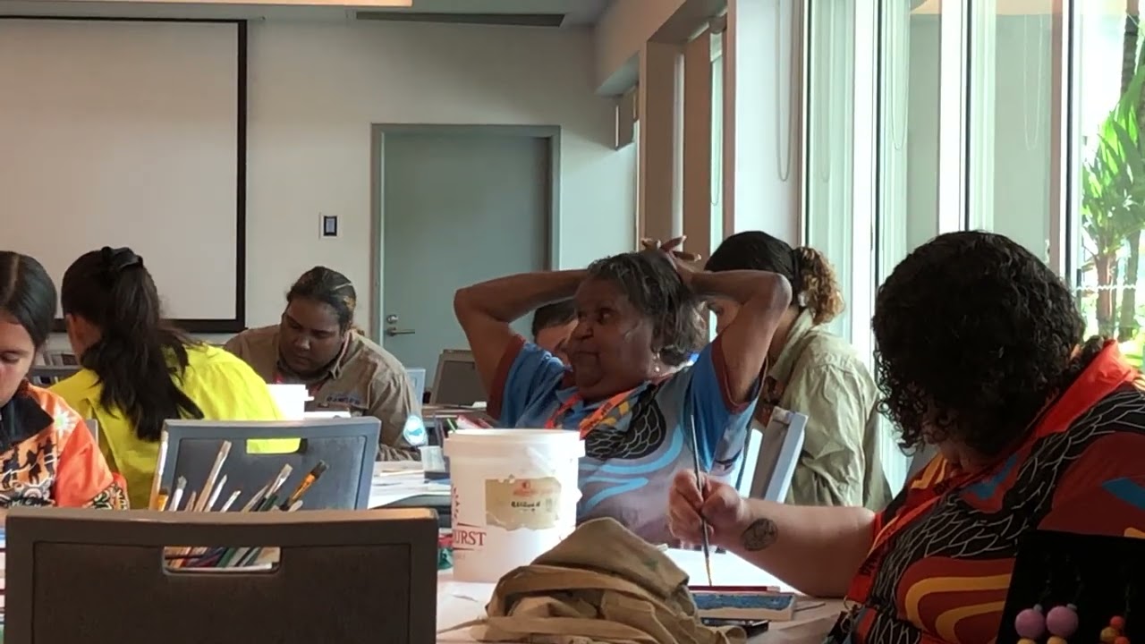 Munganbana conducting an art workshop for Indigenous Women Rangers, Cairns in May 2024
