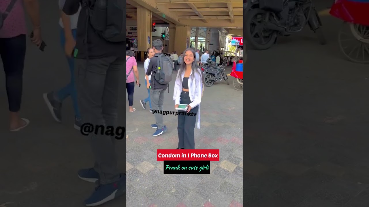 condom in IPhone box  and prank on cute girl 😂😂