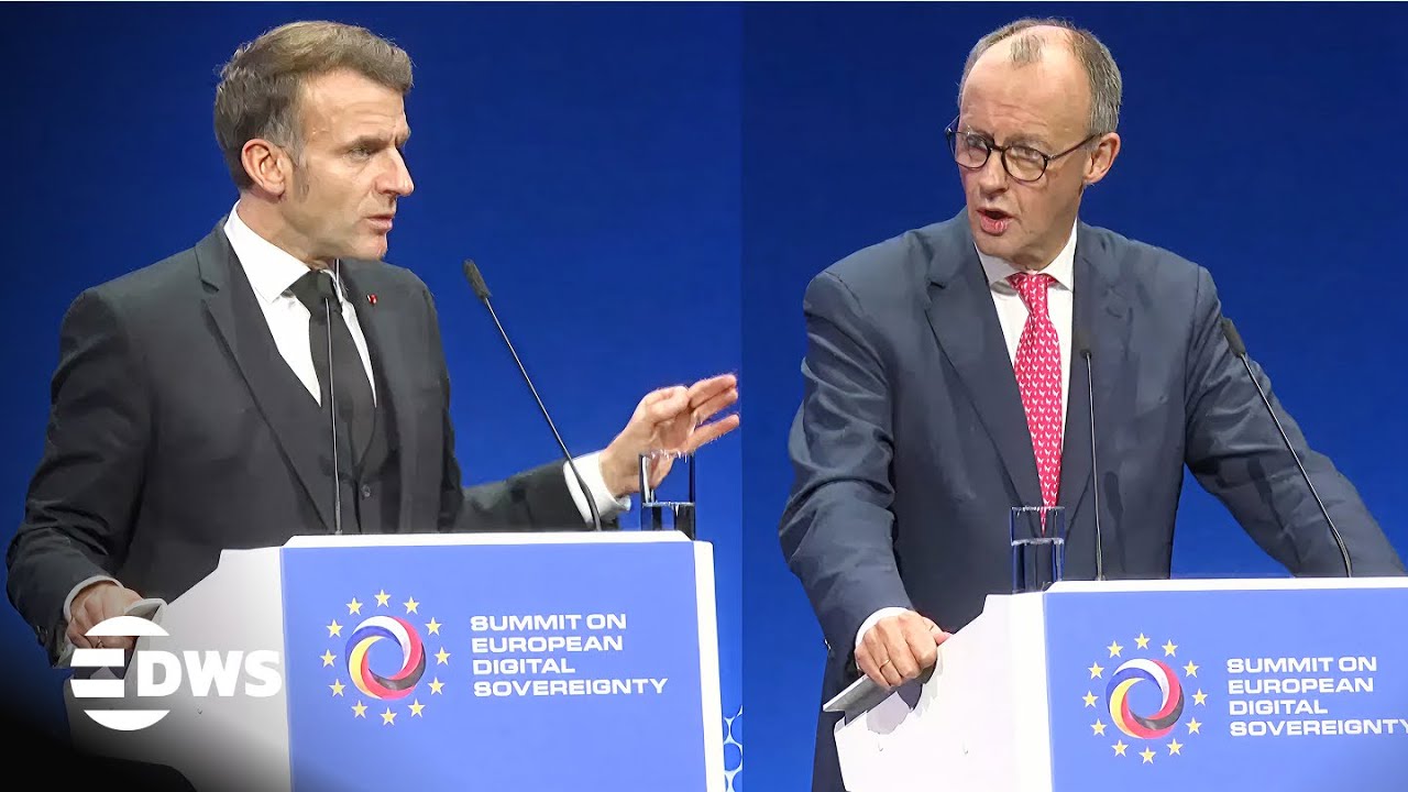 FULL PRESSER: German Chancellor Merz & French President Macron Address at EU Digital Summit | AC1E