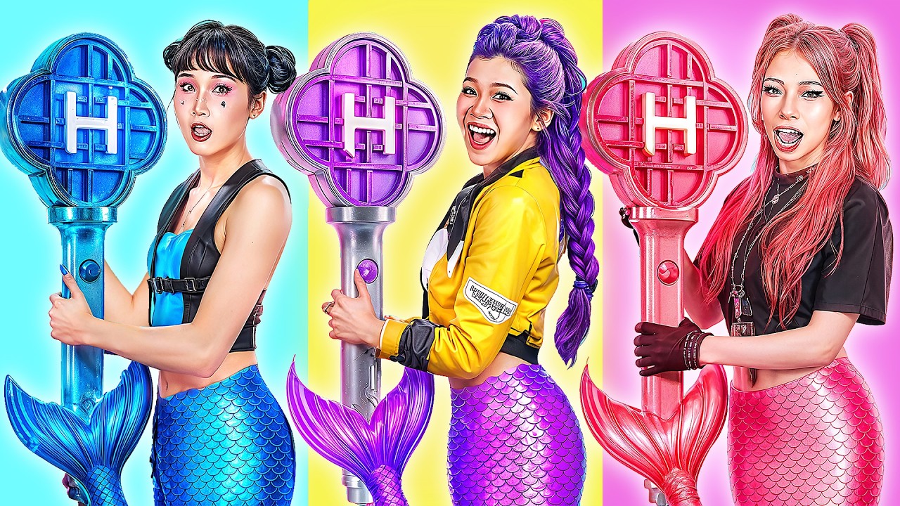 Kpop Demon Hunters: Glow Up into Rumi, Mira and Zoey in Real Life! Huntrix Mermaid Makeover