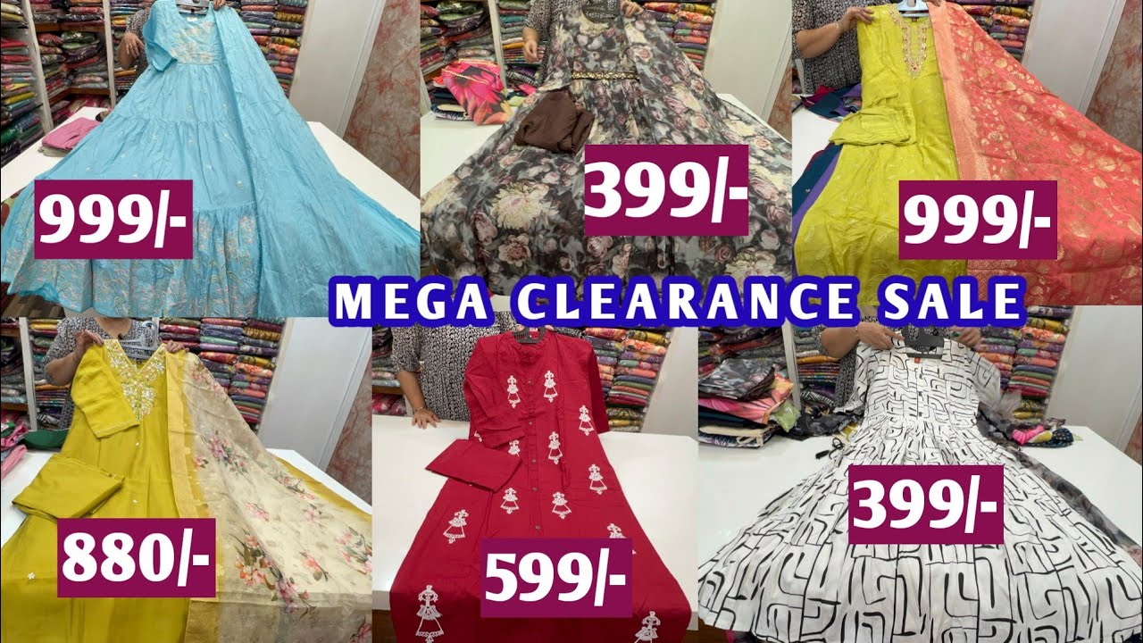MEGA CLEARANCE SALE on most trending designer dresses frocks from 399/-