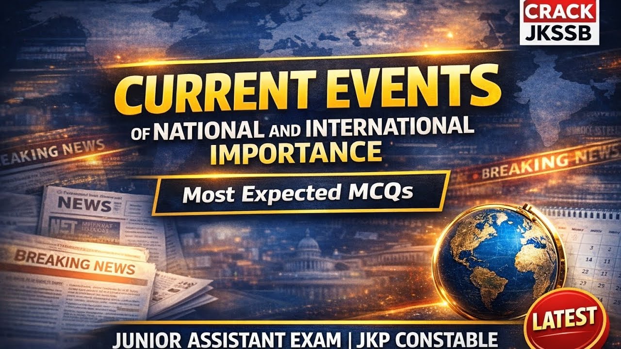 JUNIOR ASSISTANT EXAM | Current Events of National & International Importance | Most Expected MCQs
