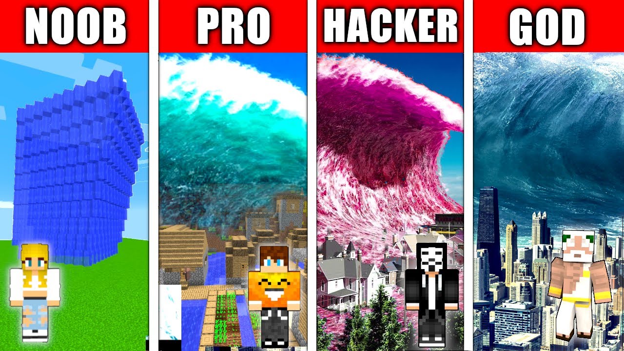 TSUNAMI NOOB vs PRO vs HACKER vs GOD w Minecraft!