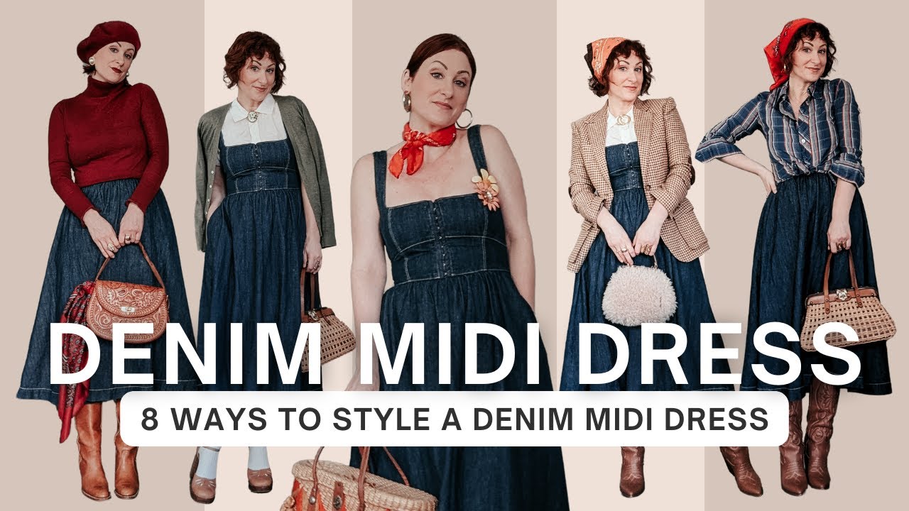 8 Ways to Style a Denim Midi Dress #styletips #restyling #denimdress
