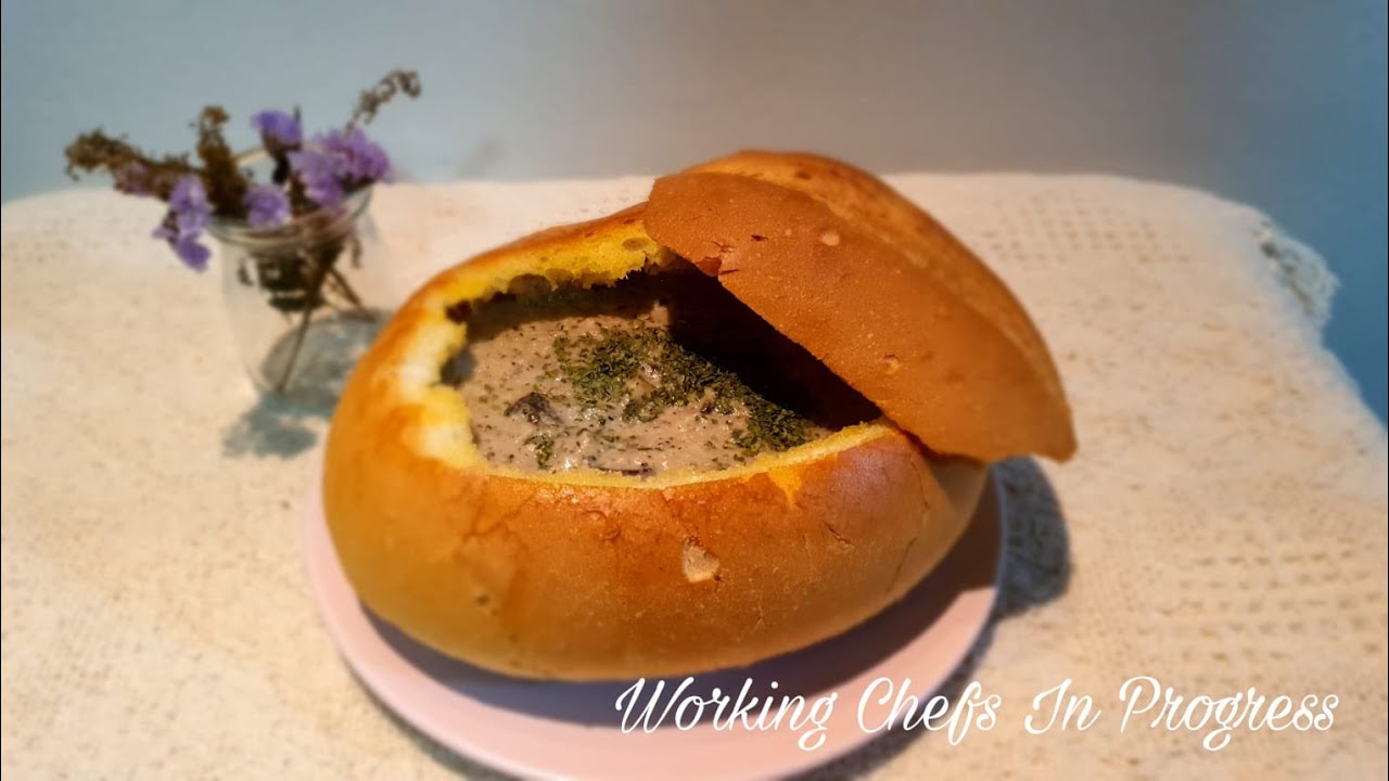 Cream of Mushroom in Bread Bowl Made Easy