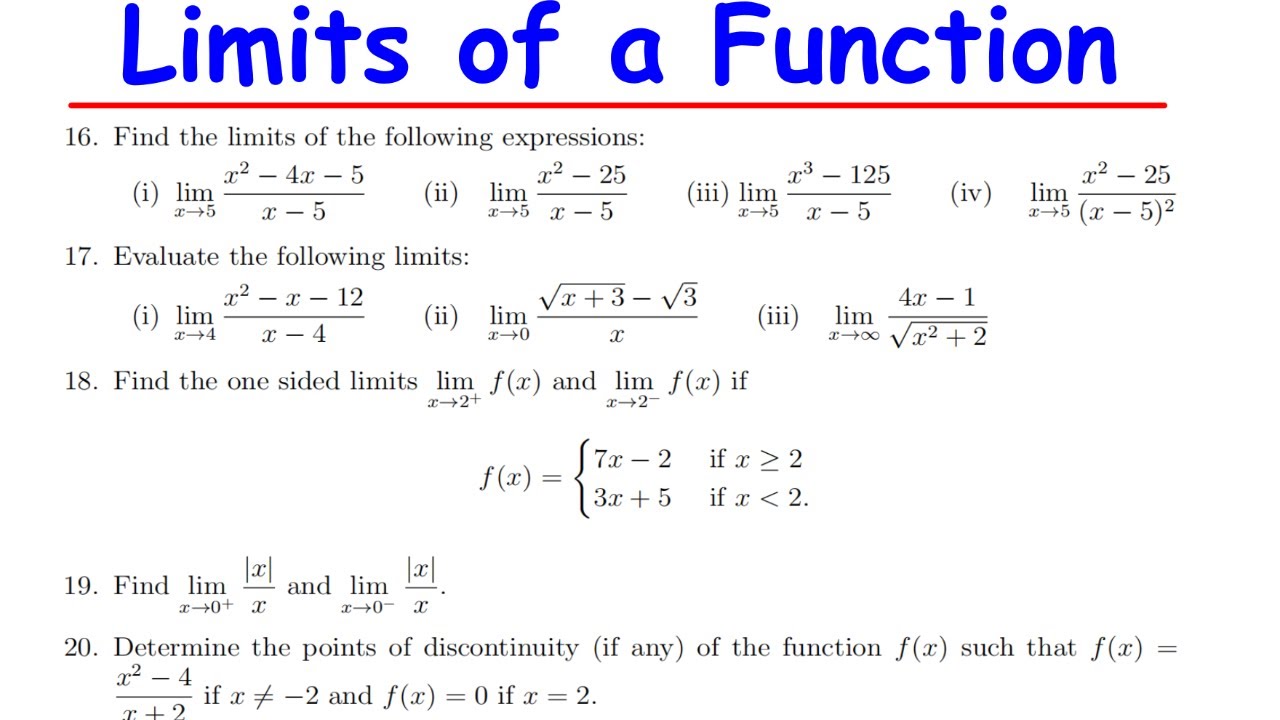 Limits  of a Function Tutorial Sheet 7 Part 2 | One-Sided & Piecewise Limits Fully Explained!