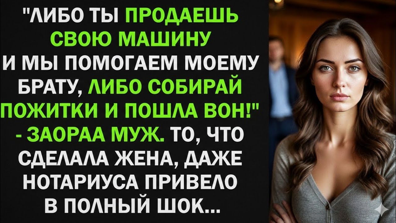 Либо ты продаешь свою машину и мы помогаем моему брату, либо пошла вон! То, что сделала жена...